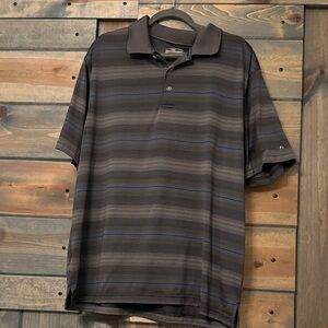 Grand Slam Men's Polo Shirt - Black and Blue Stripes